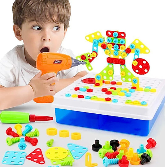 Kit Ferramenta Infantil Monta e Desmonta Maleta Jogo Trabalhador Criança Furadeira Parafusadora