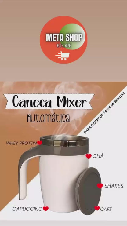 Caneca Mixer Inox Automática Elétrica Misturador 380ml misture copo caneca alça economize bater